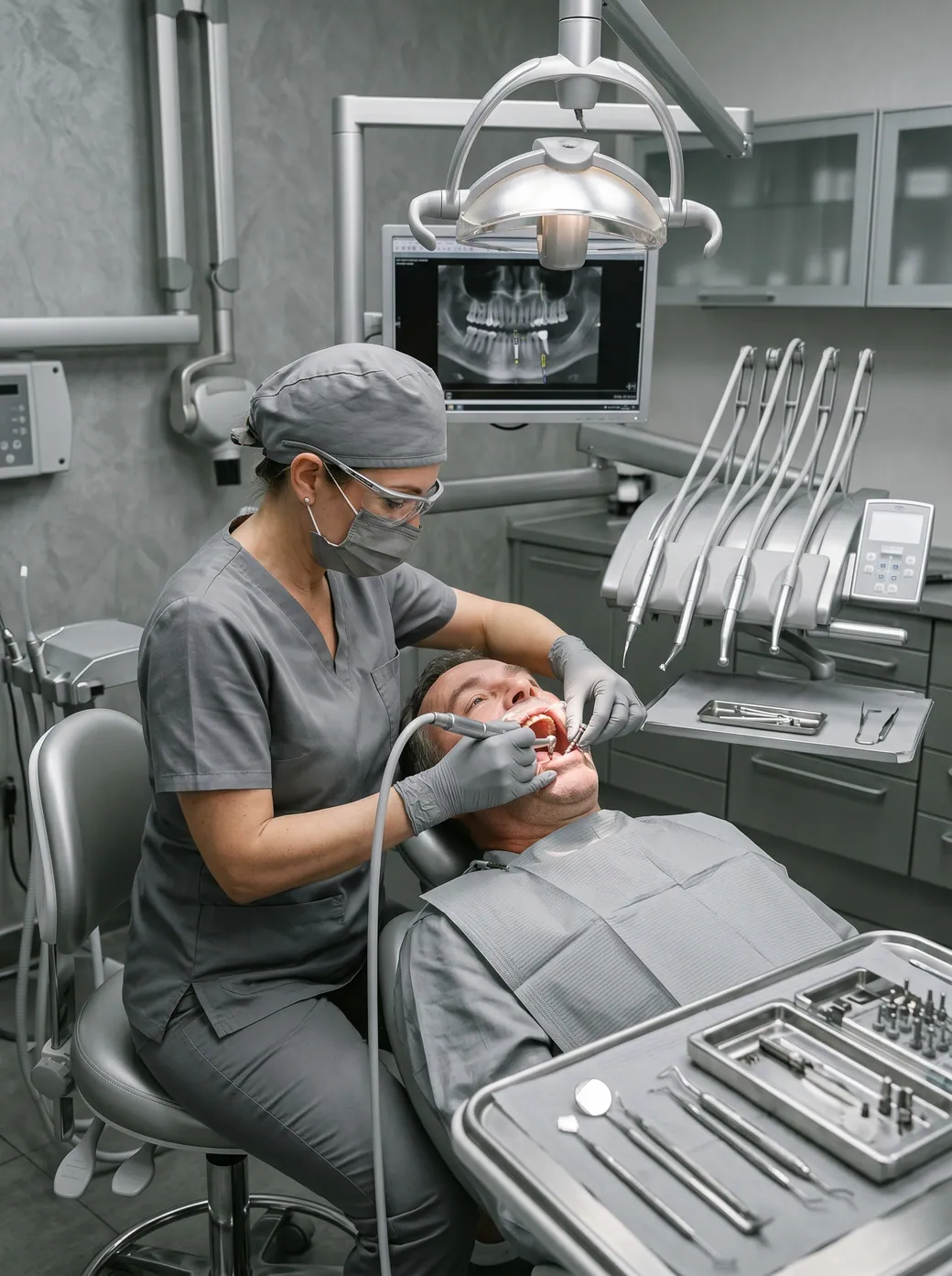 Dentist treating a patient at AMDC