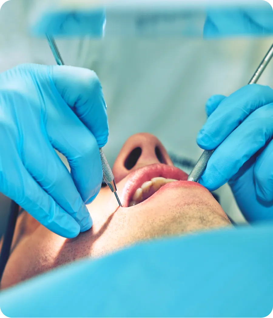 Dentist reviewing a digital X-ray